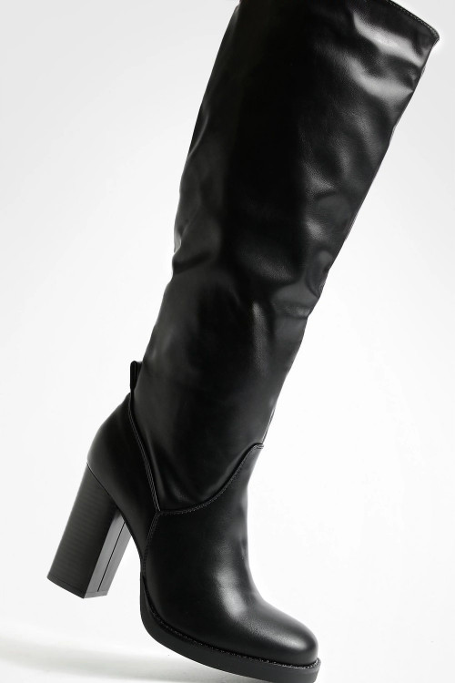 بوت بلند چرم مشکی