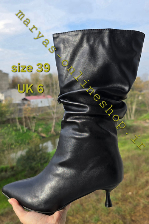 غیر ژورنالی بوت ساق چیندار مشکی