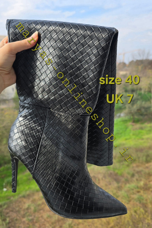 غیرژورنالی بوت بلند طرحدار مشکی plt