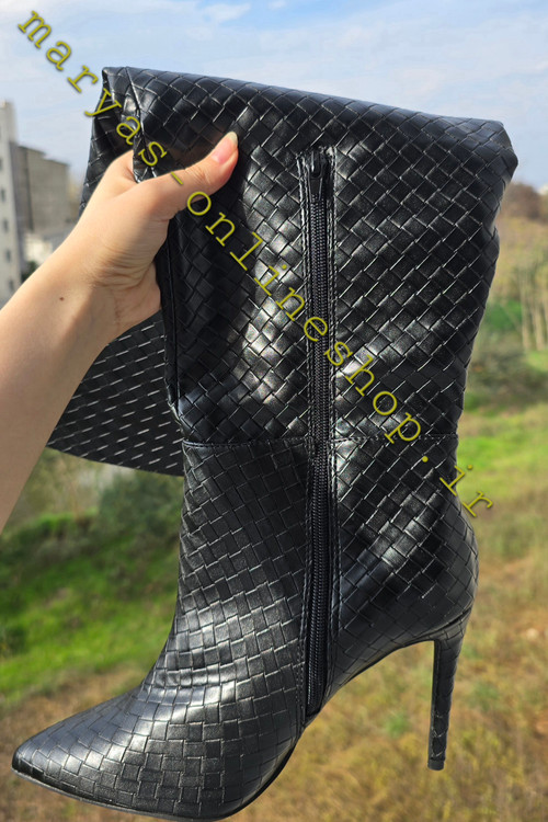 غیرژورنالی بوت بلند نوک تیز مشکی plt