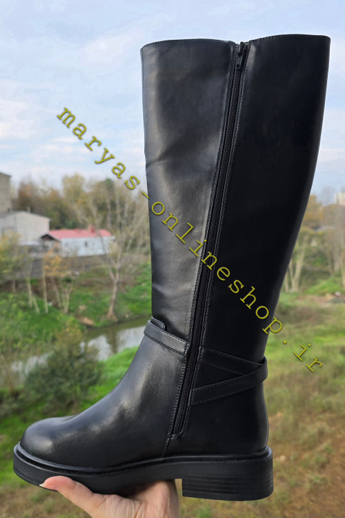 غیرژورنالی بوت بلند پاشنه تخت مشکی