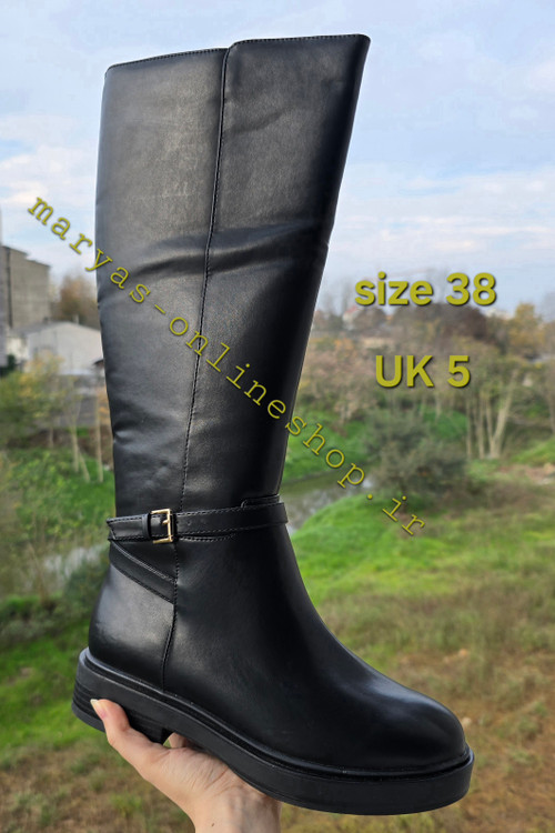 غیرژورنالی بوت بلند پاشنه تخت مشکی