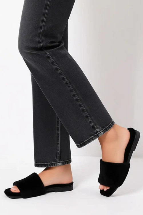 دمپایی خزدار روفرشی مشکی