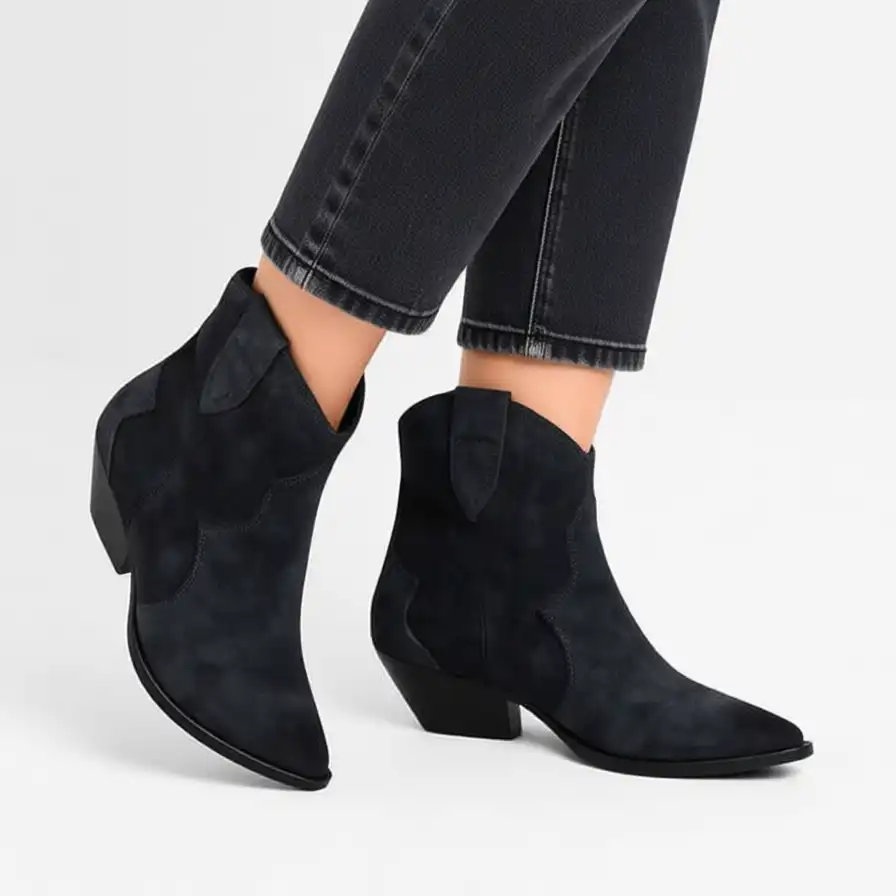 نیم بوت مشکی کابوی (وسترن) زنانه برند اوسیس کد 1007